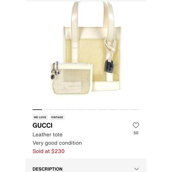 Vintage GUCCI Mesh Tote w/Pouch Cream - Picture 10 of 10